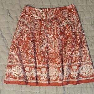 Talbots A-Line Skirt in Red and White Paisley